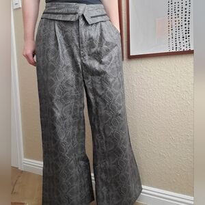 Faux snake print wide leg pants